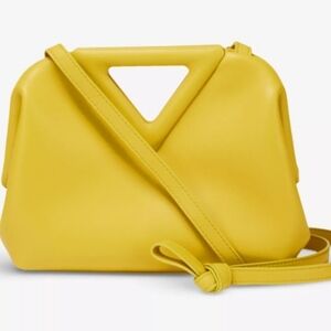 Bottega Veneta The Point Triangle Yellow Mustard Calf Leather Small Crossbody